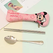 【迪士尼 Disney】迪士尼輕便餐具兩件組 環保筷匙 米妮