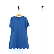 TiDi × ViF 大女童藍色針織直筒洋裝/長版上衣 120CM 藍色