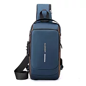 【巴芙洛】科技密碼鎖防盜側背包USB充電單肩包(胸包/大容量斜背包/機車包/斜背包/休閒運動包/後背包) 藍色