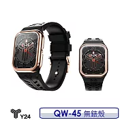 Y24 Quartz Watch 45mm 石英錶芯手錶 QW-45 玫瑰金錶框/黑錶帶 無錶殼 (適用Apple Watch 45mm)