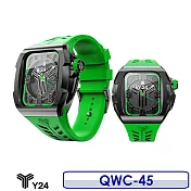 Y24 Quartz Watch 45mm 石英錶芯手錶 QWC-45 黑錶殼/綠錶帶 (適用Apple Watch 45mm)
