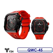 Y24 Quartz Watch 45mm 石英錶芯手錶 QWC-45 黑錶殼/紅錶帶 (適用Apple Watch 45mm)