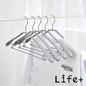 【Life+】北歐ins 乾濕兩用多功能防滑寬肩衣架5入/組 6色任選 灰色