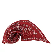 COACH 茶玫瑰圖案菱形絲巾/髮飾 (紅色)