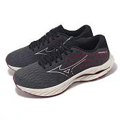 Mizuno 慢跑鞋 Wave Inspire 20 男鞋 深灰 紅 波浪片 支撐 回彈 運動鞋 美津濃 J1GC2444-53