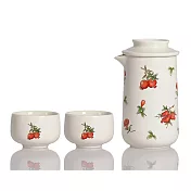 《乾唐軒活瓷》 石榴花開泡茶器 / 一壺+二杯 / 牙白色 無 牙白