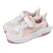 Puma 慢跑鞋 Trinity Lite AC+ PS 中童 白 粉橘 小朋友 拼接 緩衝 魔鬼氈 運動鞋 39148010 17cm WHITE/PINK