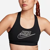 NIKE AS W NK SWSH MED SPT FUTURA BR 女運動內衣-黑-FB4081010 XS 黑色