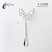 【日本高桑金屬】日製蝴蝶造型鑽飾不鏽鋼攪拌匙-2入-多色可選- 銀色 (透明鑽飾)