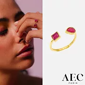 AEC PARIS 巴黎品牌 方形X梨形切割粉水晶 金色可調式戒指 THIN RING KATIA