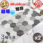 【QiMart】珪藻土吸水軟地墊(3款任選)-2入組 灰泥工業時尚風