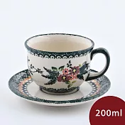 波蘭陶 碧綠幽然系列 花茶杯盤組 200ml 波蘭手工製 馬克杯 點心盤
