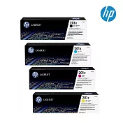 HP 【1黑3彩】高印量原廠彩色四色碳粉匣 201X(CF400X/CF401X/CF402X/CF403X)