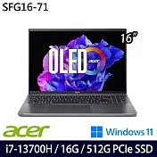 【Acer】宏碁 Swift GO SFG16-71-71EZ 16吋/i7-13700H/16G/512G SSD/Win11/ 輕薄效能筆電