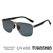 Turoshio太空尼龍偏光太陽眼鏡 一體感鏡腳撞色款 嵌入式鏡片  J8074 C3 砂金