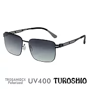 Turoshio太空尼龍偏光太陽眼鏡 金屬簍空窗框 無螺絲 嵌入式鏡片 J8084 C4  經典黑