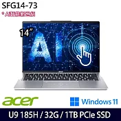 【Acer】宏碁 Swift GO SFG14-73-95N0 14吋/Ultra 9 185H/32G/1TB SSD/Win11/ AI輕薄筆電