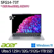 【雙碟升級】Acer宏碁 Swift GO SFG14-73T-50NA 14吋/Ultra 5 125H/32G/512G+1TB SSD/Win11/ AI觸控筆電
