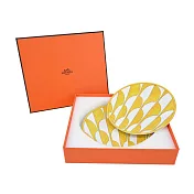 Hermes 愛馬仕 Soleil d’Hermès 網版印刷和手繪裝飾陶瓷奶油麵包盤(2件組)