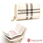 Roberto Mocali - 義大利諾貝兔優雅格紋系列經典三折式中夾 米白
