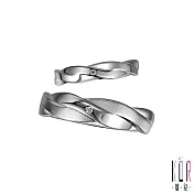 K’OR蔻兒 甜蜜編織鑽石/白鋼 成對戒指  男戒圍12/女戒圍7