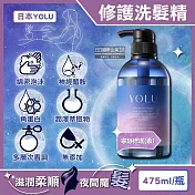 日本YOLU-夜間密集滋潤柔順多層次香氛精華修護洗髮精475ml/瓶(養髮潤澤露,美容液護髮素,防頭皮味洗髮水,無添加矽靈成分,呵護染燙粗硬自然捲) 寧靜修護(紫)