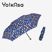 【Yo!kAsa】繽紛色彩 可愛魚點 晴雨手開傘(三色任選) 深藍