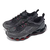 Mizuno 慢跑鞋 Wave Prophecy 13 男鞋 黑 紅 回彈 緩衝 運動鞋 美津濃 J1GC2400-52 28.5cm BLACK/RED