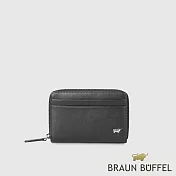 【BRAUN BUFFEL 德國小金牛】台灣總代理 布爾斯 拉鍊零錢包-黑色/BF532-163-BK