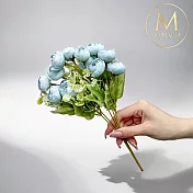 【Floral M】法式花園藍色圓葉小玫瑰花束仿真花花材（1入組）