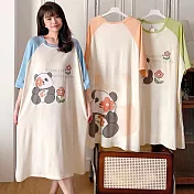 【Wonderland】甜系女孩牛奶絲居家睡裙洋裝(3款) FREE 熊貓花花(綠色)