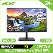 AOPEN 24VT0Y A 24型可觸控電腦螢幕(IPS,VGA,HDMI,2Wx2)