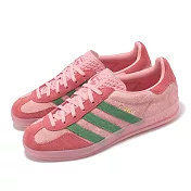 adidas 休閒鞋 Gazelle Indoor W 女鞋 粉 綠 麂皮 復古 三條紋 愛迪達 IG6782 22.5cm PINK/GREEN 22.5cm PINK/GREEN