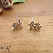 小巧清新雙花朵針式S999純銀耳環.貼耳耳環