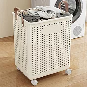 CS22 大容量多功能可手提折疊衣物滑輪收納籃 奶油白