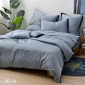 英國Abelia《青春飛揚》雙人天絲拼接四件式防蹣抗菌吸濕排汗兩用被床包組-藍色