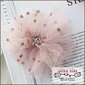 【akiko kids】日本公主網沙多層立體大花造型兒童髮夾 -粉色