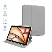 VOORCA 磁吸系列 360度分離式旋轉 2025/2024 iPad Air7/Air6 11吋 共用 減震防摔立架皮套 淡雅灰