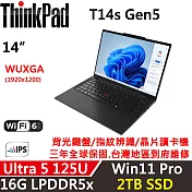 ★硬碟升級★【Lenovo 】聯想 ThinkPad T14s Gen5 14吋 AI商務筆電 三年保固 Ultra 5 125U 16G/2TB SSD 黑