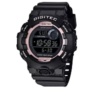 DIGITEC 數碼科技 DG-5112 時尚 運動風 大鏡面 個性 電子錶 黑粉紅