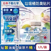 日本不動化學-淨味消臭隔絕異味含蓋垃圾桶用防臭貼片1入/袋(垃圾防黴除臭劑,廚餘去味芳香貼,尿布桶脫臭劑,淨化空氣香氛盒,持久清新約60天) 無香藍