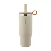 【CookPower 鍋寶】 樂嚼系列-真空提環內陶瓷珍珠粗吸管杯1000ml 2色任選 太妃糖