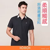 IOIIOI歐洲貴族 男裝 短袖休閒POLO衫 素面POLO 透氣吸濕排汗 彈力 藏青色 M 藏青色