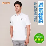 oillio歐洲貴族 男裝 短袖休閒POLO衫 商務POLO 素面POLO 防皺 透氣吸濕排汗 修身 M 白色