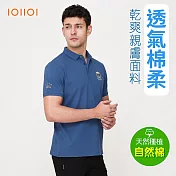 IOIIOI歐洲貴族 男裝 短袖休閒POLO衫 商務POLO 素面POLO 防皺 透氣吸濕排汗 修身 L 藍色