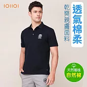 IOIIOI歐洲貴族 男裝 短袖休閒POLO衫 商務POLO 素面POLO 防皺 透氣吸濕排汗 修身  L 藏青色