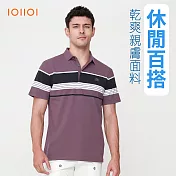 IOIIOI歐洲貴族 男裝 短袖透氣POLO衫 休閒商務POLO 防皺 修身 吸濕排汗 M 紫色