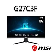 msi微星 G27C3F 27吋 曲面電競螢幕 (27＂/1920x1080/16:9/180Hz/曲面)