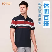 IOIIOI歐洲貴族 男裝 短袖透氣POLO衫 休閒商務POLO 防皺 修身 吸濕排汗 L 藏青色