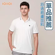 IOIIOI歐洲貴族 男裝 短袖冰涼奶油絲 涼感POLO衫 素面POLO 彈力防皺 透氣吸濕排汗 商務休閒 M 白色